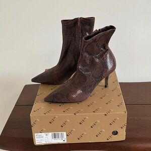 Brown Snakeskin Heeled Boots